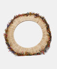 Colorful Ruffled Straw Grass Mirror