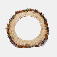 Colorful Ruffled Straw Grass Mirror