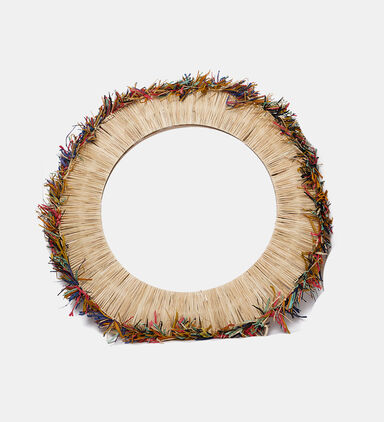 Colorful Ruffled Straw Grass Mirror