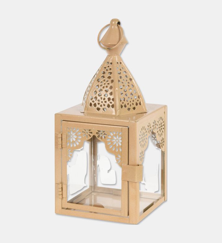 Home Deco and More Glass Tall Top Handle Lantern, Yellow, Packshot View