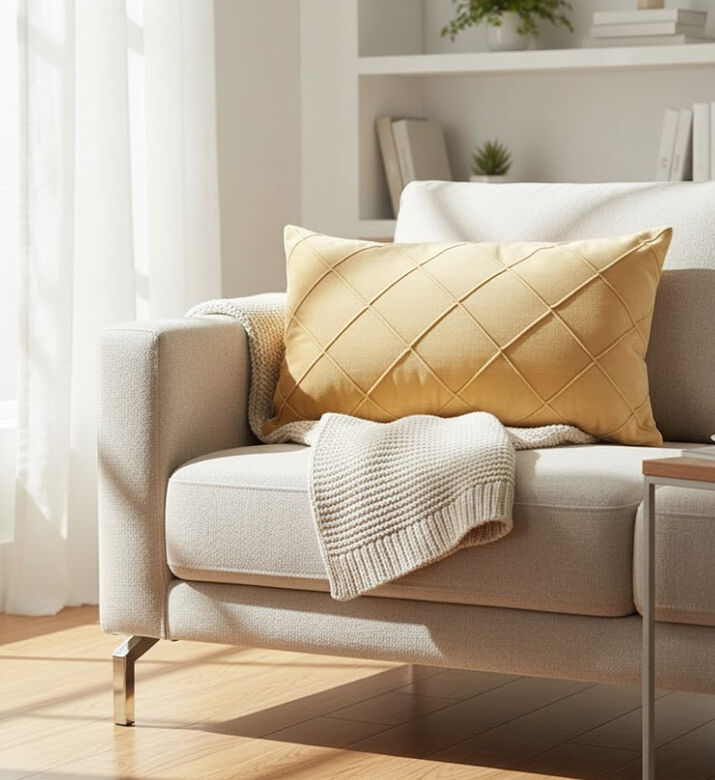 Home and Styling Checkered Rectangular Vaccumed Cushion, Packshot View