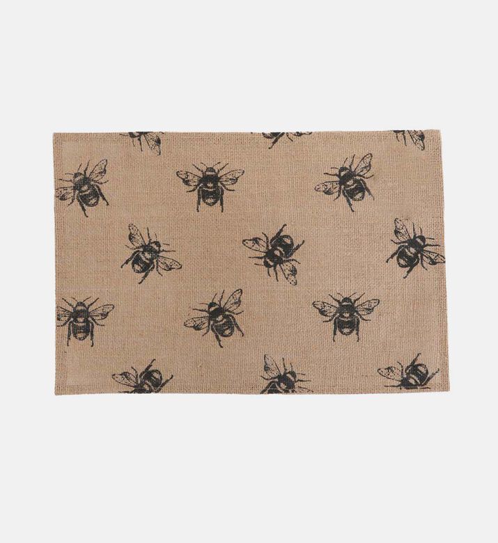 Excellent Houseware Bee Print Linen Placemat, Camel, 45x30-cm, Packshot View