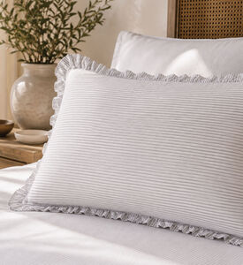 At Home with Marieke Flamboyant Cotton Pillow, Grey, 50x75-cm, Packshot View