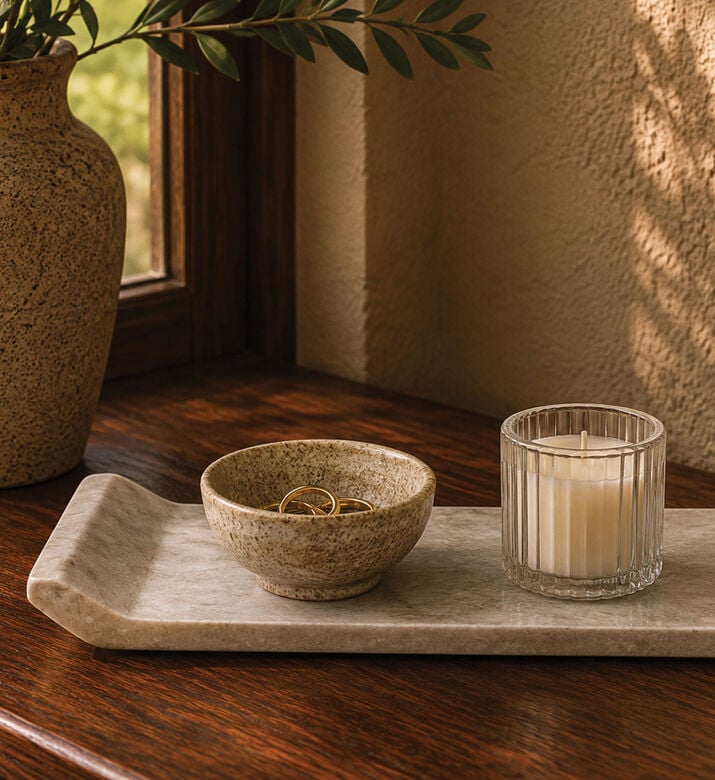 Home Deco and More Troy Polished Marble Tray, Packshot View