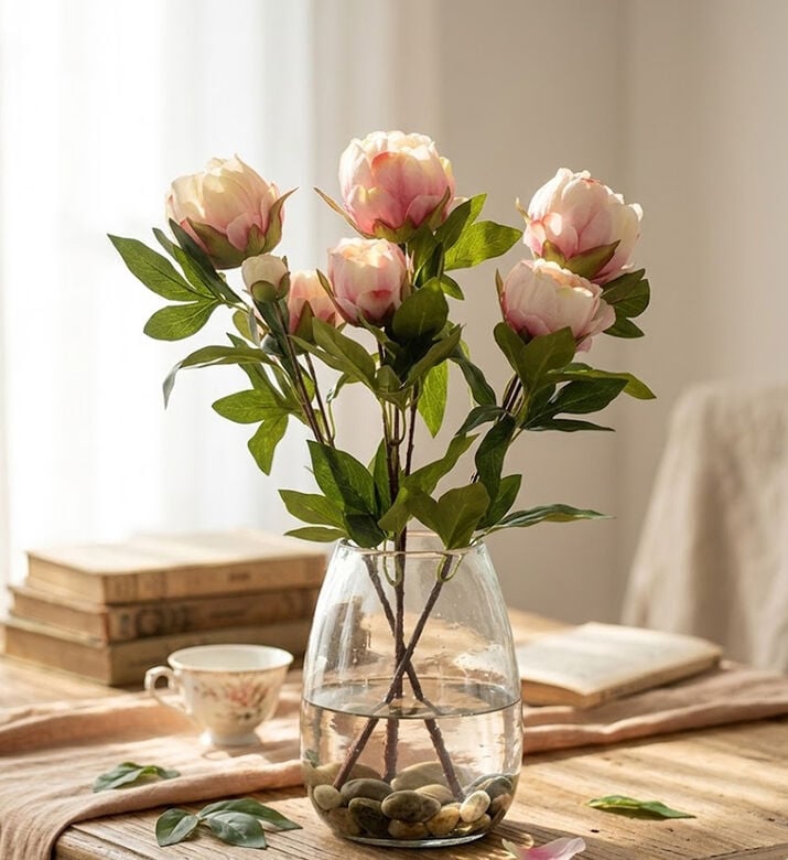 Decostar Paeonia Rosa Faux Flower Bunch, Pink, Packshot View