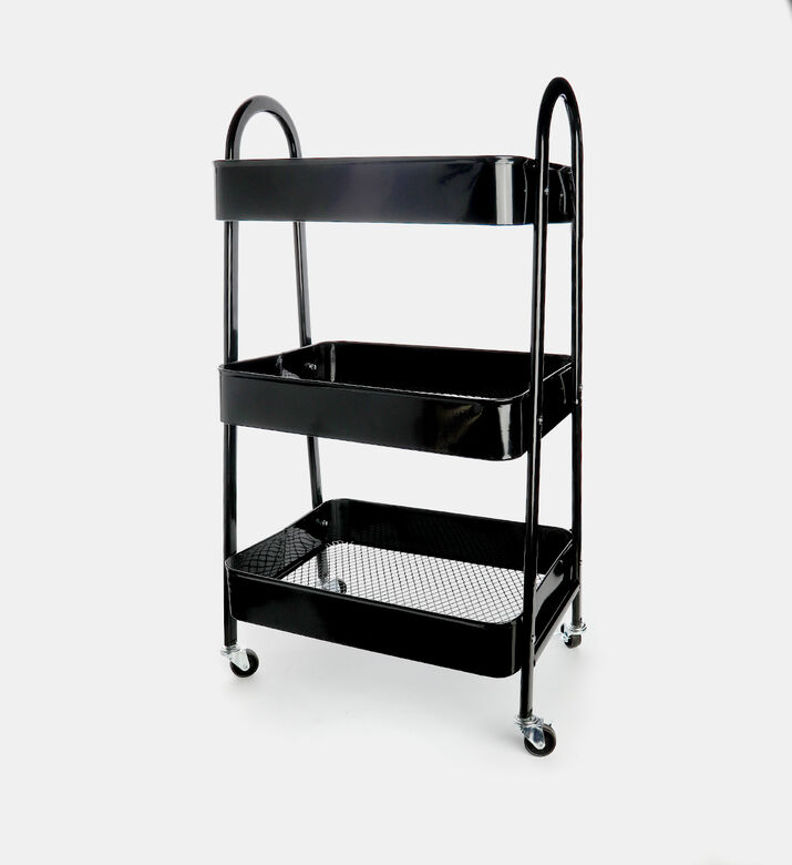 Storage Solutions Powder Coating 3-layers Kitchen Trolley, Black, Packshot View