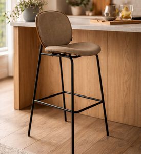 Home Deco and More Sahara Leather Bar Stool, Beige, Packshot View