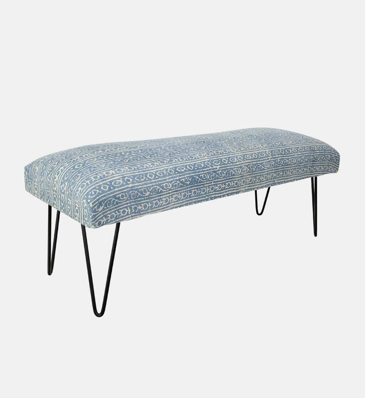 Home Deco and More Cotton Iron Legs Durry Print Bench, Packshot View Home Deco and More Cotton Iron Legs Durry Print Bench, Packshot View