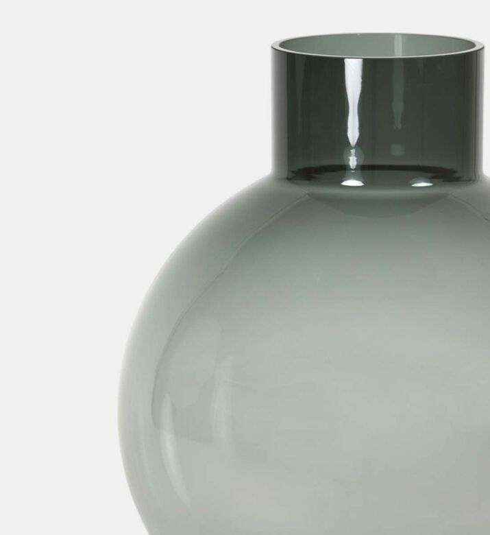 Light and Living Kiesha Glass Elongated Neck Vase, Grey, 27.5x36.5-cm, Packshot View