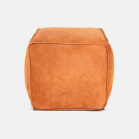 Cuby Suede Leather Square Pouf