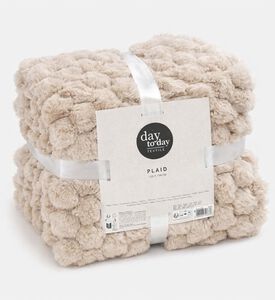 Home Deco and More Plaid Woven Blanket, Beige, Packshot View