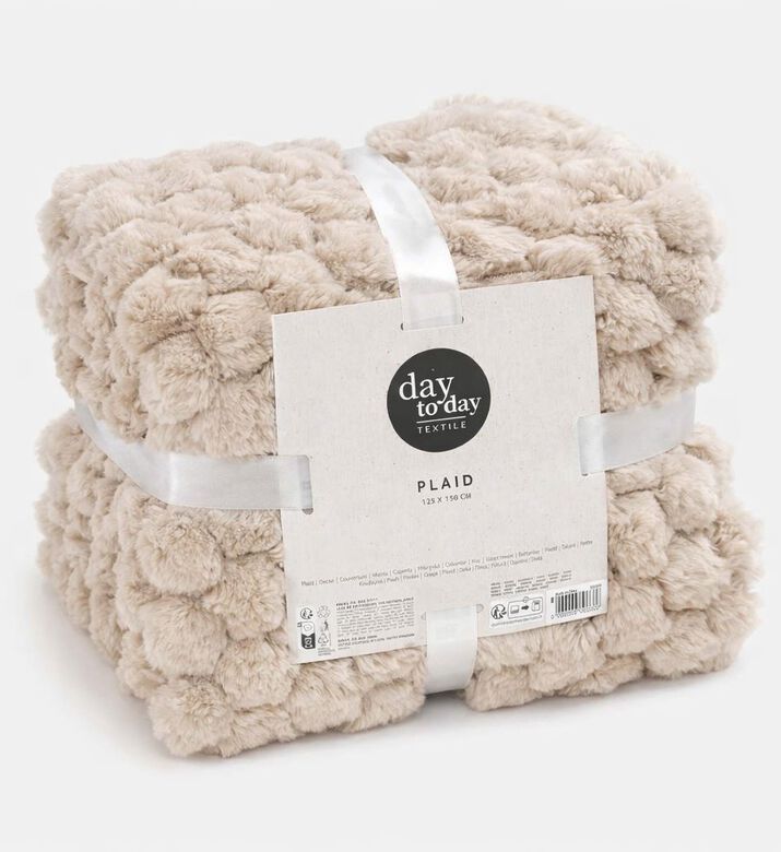 Home Deco and More Plaid Woven Blanket, Beige, Packshot View