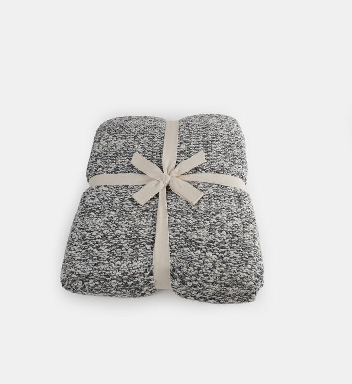 Home Deco and More Melange Textured Knitted Cotton Throw, Packshot View