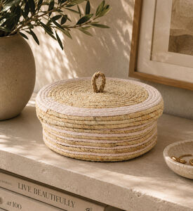 Home and Styling Straw Organizing Baskets, Beige, 24-cm, Packshot View