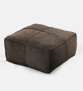 Home Deco and More Elmer Suede Leather Square Pouf, Packshot View