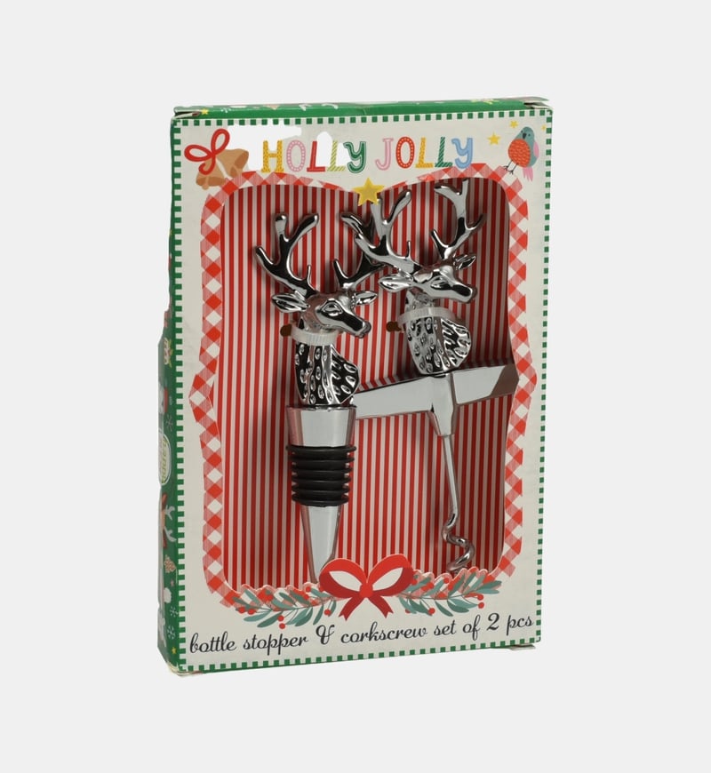 Corkscrew Bottle Stopper Reindeer Set