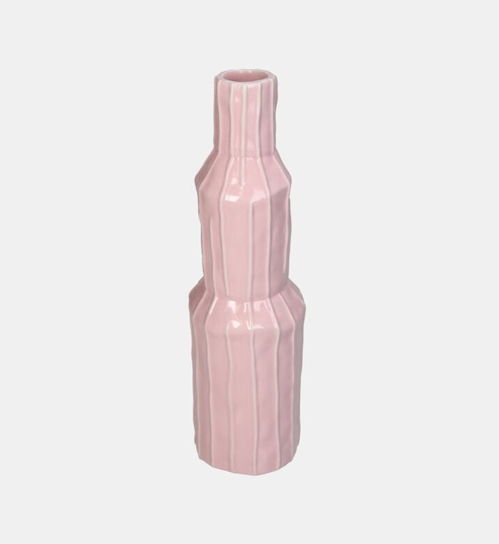 Ceramic Glazed Ribbed Vase