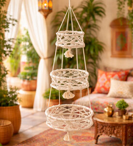 Home and Styling Cotton 3-layers Plant Holder, Packshot View
