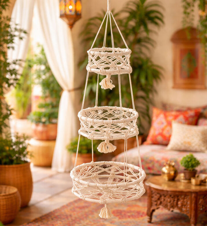 Home and Styling Cotton 3-layers Plant Holder, Packshot View