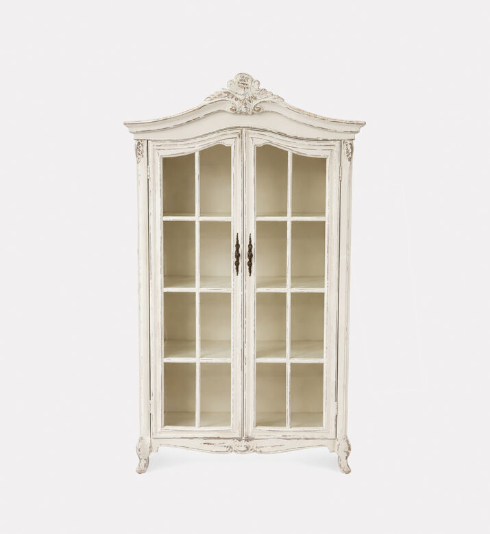 Home Deco and More Livia Pine Wood Glass Cabinet, Packshot View