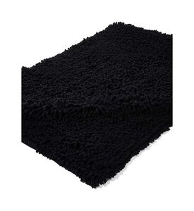 Home Deco and More Charlton Cotton Bathroom Mat, Black, 60x90-cm, Packshot View