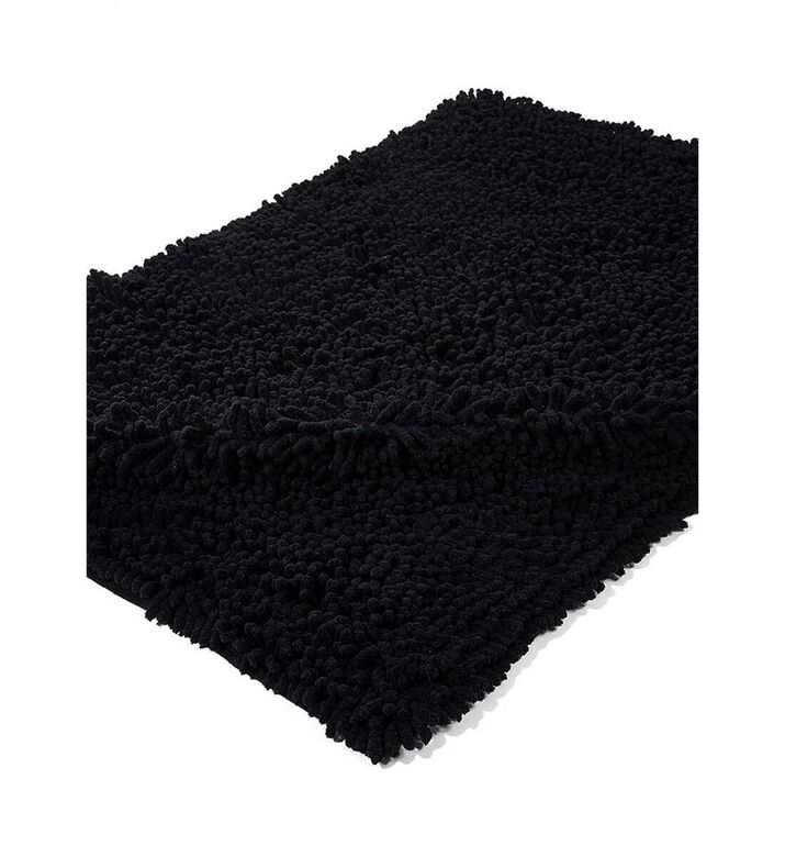 Home Deco and More Charlton Cotton Bathroom Mat, Black, 60x90-cm, Packshot View