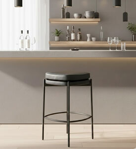 Home Deco and More Griffin Plywood Bar Stool, Black, Packshot View