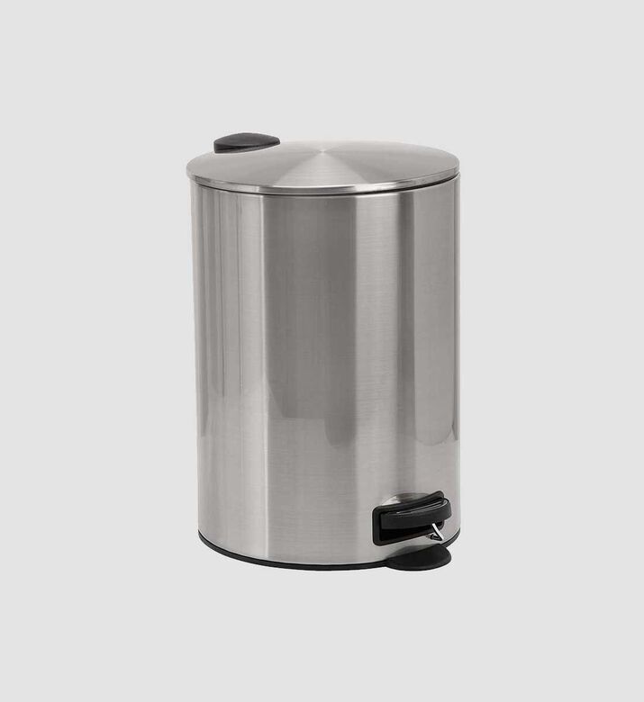 Home Deco and More Stainless Steel Matte Pedal Bin, Silver, 20-l, Packshot View