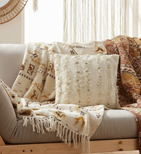 H and S Collection Woven Textured Square Cushion, Packshot View