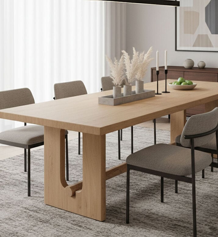 Home Deco and More Drayton Wood Dinning Table, Brown, 260x100x76-cm, Packshot View Home Deco and More Drayton Wood Dinning Table, Brown, 260x100x76-cm, Packshot View