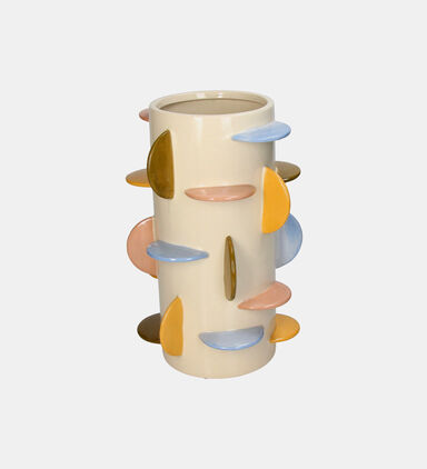 Multicolored Disk Stoneware Vase 21x21x31.5cm