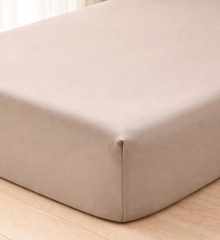 Home Deco and More Ory Cotton Fitted Sheet, Taupe, 200x200-cm, Packshot View