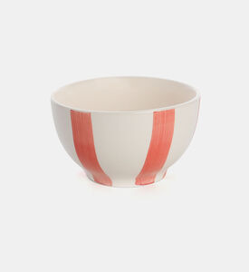 Siaki Stoneware Handpainted Stripes Bowl, Orange, Packshot View