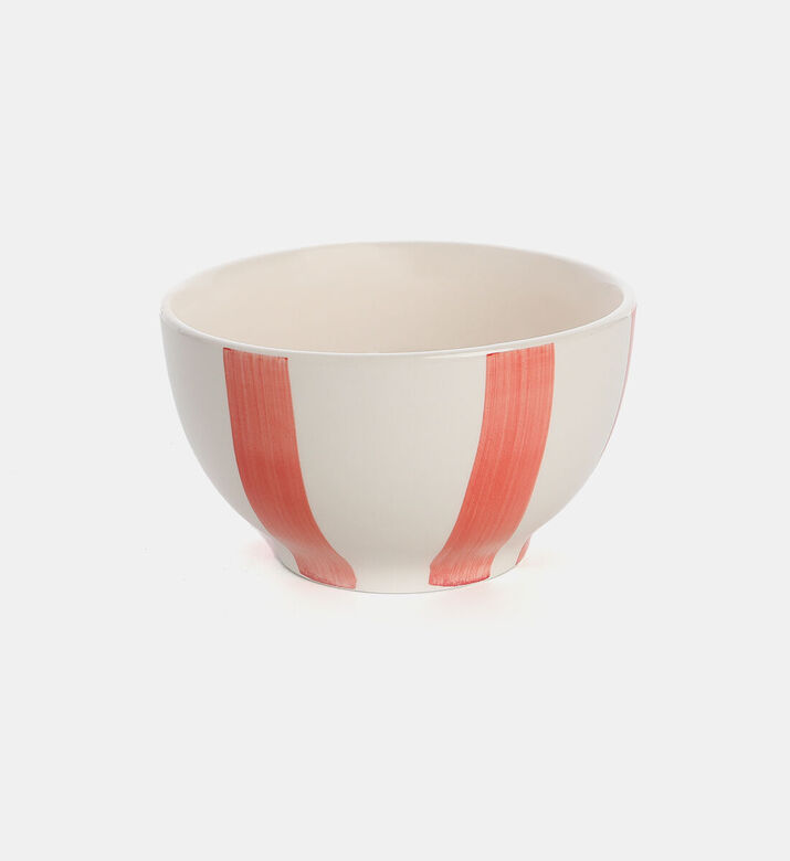 Siaki Stoneware Handpainted Stripes Bowl, Orange, Packshot View
