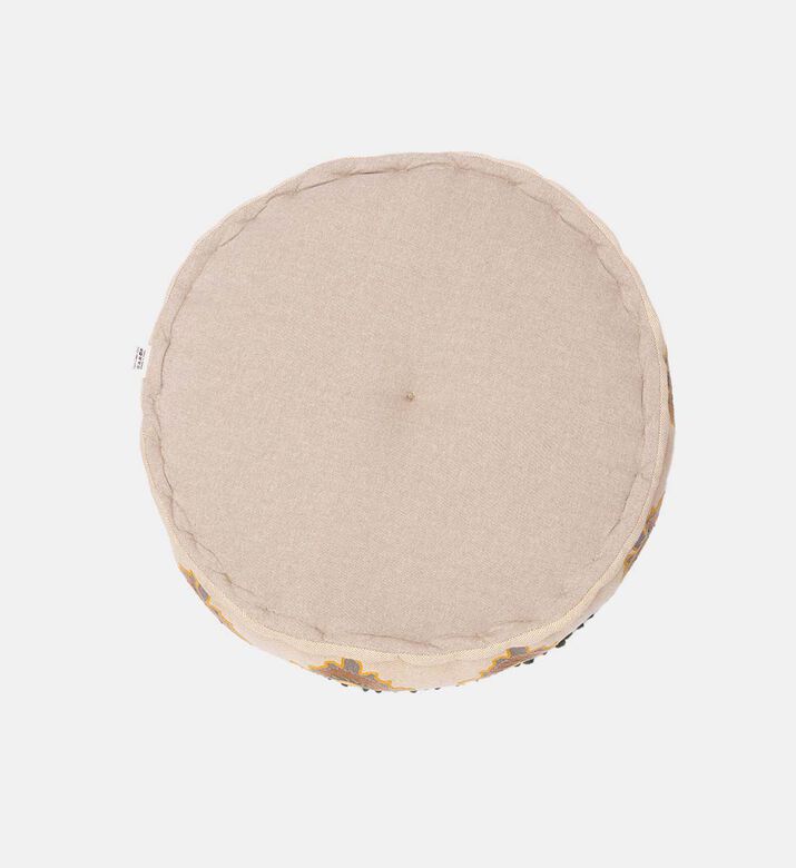 Home Deco and More Mina Embroidered Pompom Embellished Pouf 60x20 Cm, Packshot View