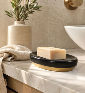 Home Deco and More Abby Ceramic Soap Dish, Black, Packshot View