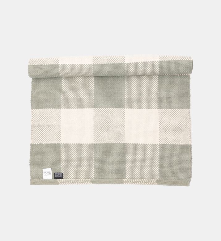 Home Deco and More Bodos Cotton Checked Kitchen Rug, Green, 70x140-cm, Packshot View