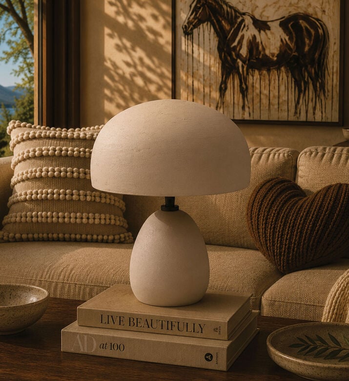Home Deco and More Kumaar Iron Terracotta Table Lamp, Beige, Packshot View