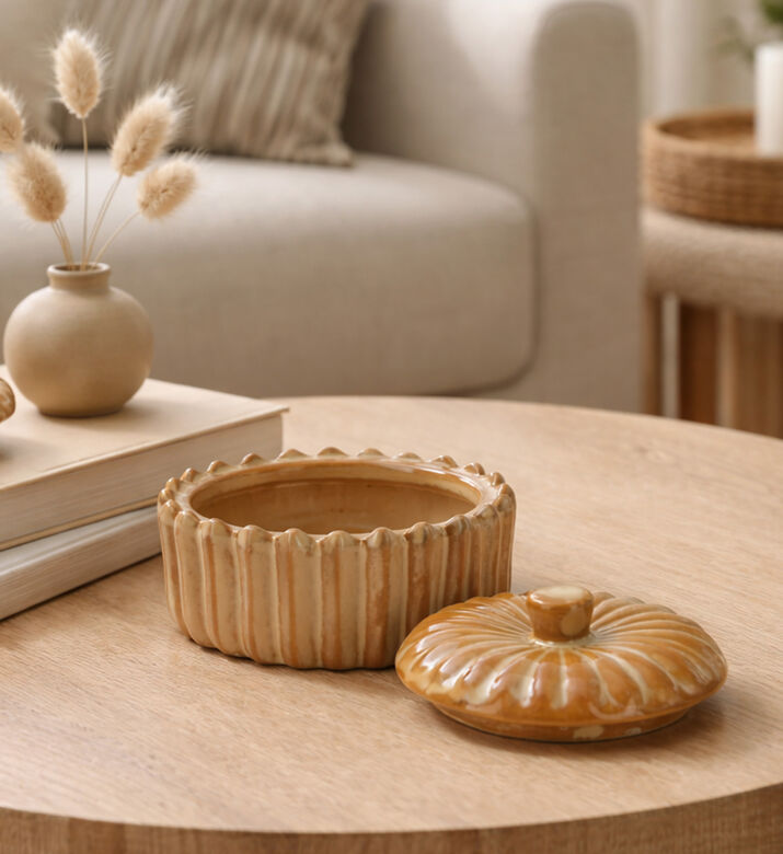 Home Deco and More Candle-in-pumpkin Pot, Brown, Packshot View