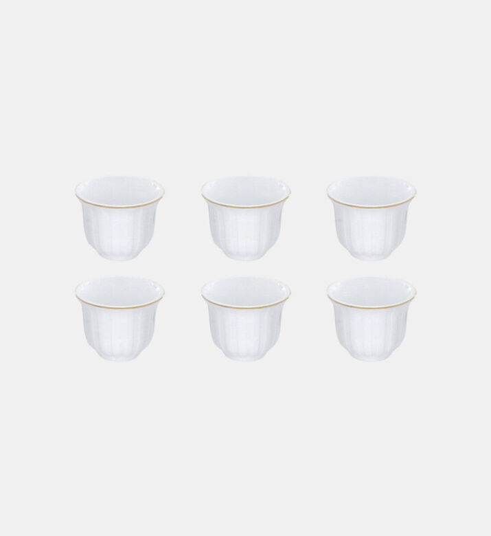 Home Deco and More Tunis Porcelain Coffee Cups 6-piece Set, Gold, Packshot View