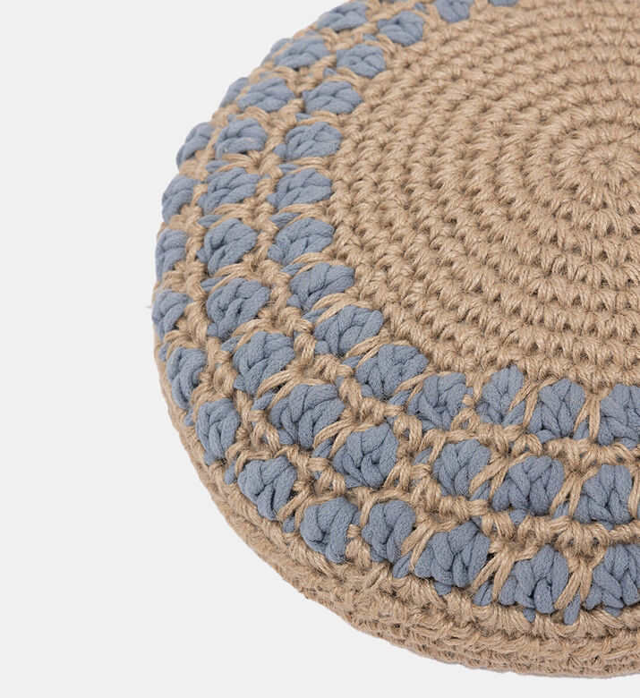 Home Deco and More Jalsa Cotton Round Filled And Vaccumed Cushion, Blue, Packshot View