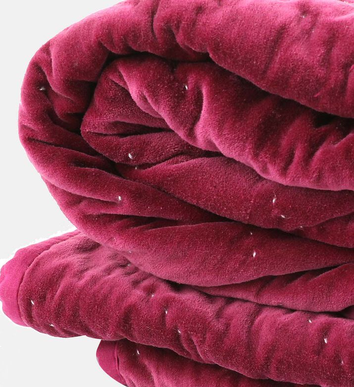 Home Deco and More Velvet Embroidered Bed Cover, Burgundy, 220x240-cm, Packshot View