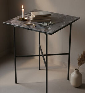 Home Deco and More Kyra Stone Top Side Table, Packshot View