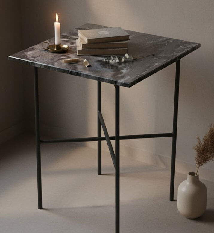Home Deco and More Kyra Stone Top Side Table, Packshot View Home Deco and More Kyra Stone Top Side Table, Packshot View