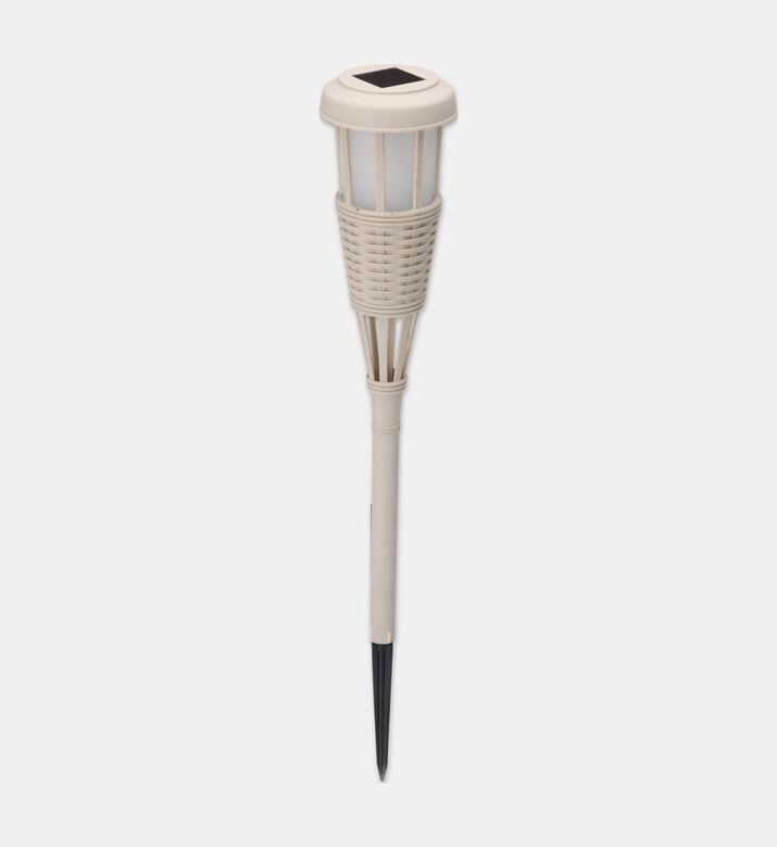 Home Deco and More Solar Led Torch Garden Stake, White, Packshot View