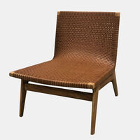Gia Teak Leather Lounge Chair
