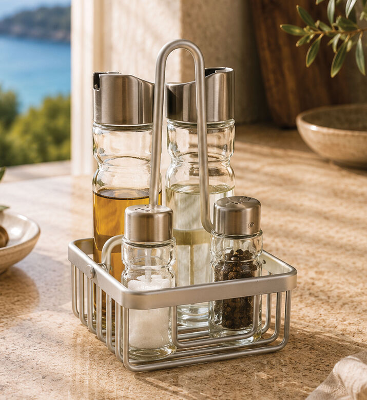 Oil Vinegar Salt Pepper Holder