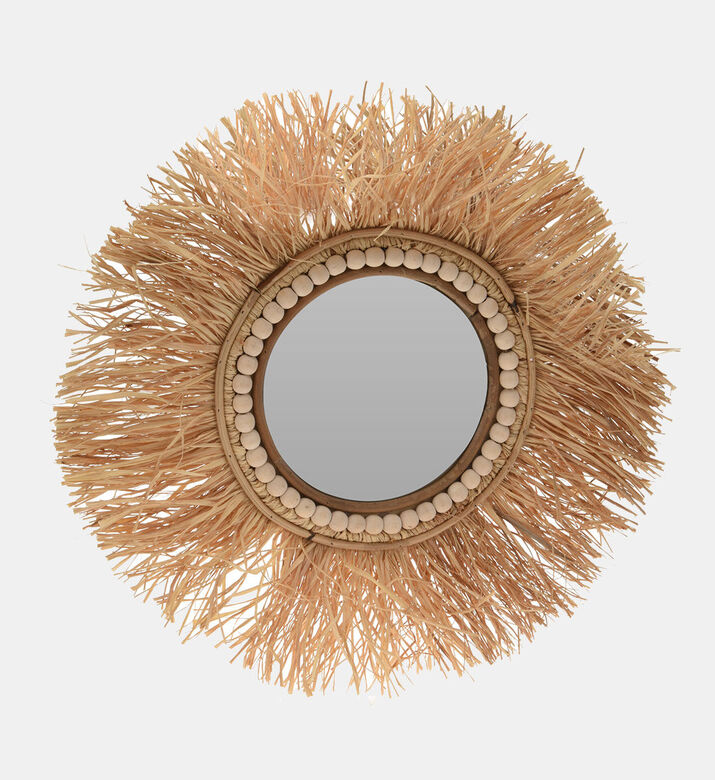 Home and Styling Raffia Beads Hanging Wall Mirror, Packshot View