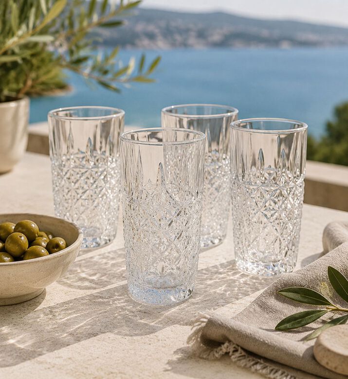 Salt and Pepper Bond Piano Glass Highballs 4-piece Set, Packshot View