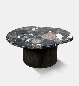 Home Deco and More Gobi Norvigo Marble Coffee Table, Black, 94x98-cm, Packshot View
